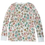 Pink Elephant Women’s Size XS White Gingerbread Print Henley Jogger Pajamas Photo 2