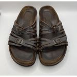 Birkenstocks Sz 38‎ US W7 Brown Leather Mayari Arizona Granada slide Sandals Y2K Photo 2