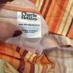 Charlie Holiday Striped Maxi Dress Smocked Puff Sleeve Orange Brown size 4 Photo 4