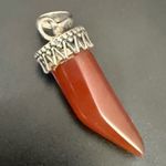 Handcrafted 925 Sterling Silver Natural Stone Carnelian Point Pendant 8.5g. Brown Photo 0