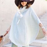 CAbi Pearl Gray Cable Knit Cowl Neck Poncho Sweater Size Small Photo 1