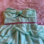 NWOT aqua strapless tiered prom dress cutout and rose accent size 16 fairycore Blue Photo 8