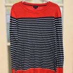 Nautica l Women's Large Navy & White Striped Boatneck Sweater Crewneck Colorblock Photo 1