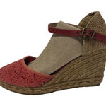 Viscata Barcelona Espadrilles Wedge Size 40 Euro 9 US Ankle Strap Crochet Fabric Pink Photo 0