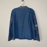 Jane Ashley Denim Jacket Floral Embroidered Blue Women Size S Vintage Jean Coat Photo 3