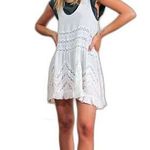Free People Voile and Lace Trapeze Slip Polka Dot Dress Womens Size XS White Photo 0