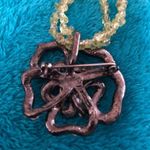 Stone Double Strand Floral Statement Necklace Flower Green Gunmetal Bright Heavy Photo 2