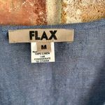 Flax Blue Linen Button Front Long Sleeve Tunic Top Photo 3