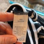 Calvin Klein  Vneck Cotton Knit Top Black White Stripe Shirt Photo 5