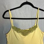 Free People  Vintage Ribbed Lace Trim Y2K Cami Tank Top Size M Light Yellow Photo 2