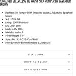 Lavender Brown  SLEEVELESS TIE WAIST SILK ROMPER Photo 8