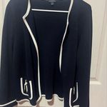 Talbots Talbot navy blue  and cream cardigan blazer cotton size Large Photo 0