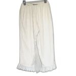 Vintage Cactus Flower Pants White Ruffle Hem M Boho Cottagecore USA Size M Photo 1