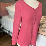 Seven7 Henley Waffle Shirt Vintage Washed Out Pink Berry Comfy Womens Top Medium New Photo 2