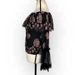 Alexis Laurena Off Shoulder Blouse Women's XS Black Pink Long Sleeve Bell Sleeve Photo 2