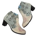 Desigual Ankle Boots Cutwork Tiger Print Heeled Blue Cream Pink Size 41 US 10 Photo 0