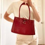 Liz Claiborne Maroon Alligator Shoulder Bag Photo 0