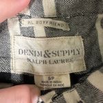 Ralph Lauren  Denim Supply Womens Small Black Ivory Plaid Flannel Boyfriend Shirt Photo 3