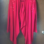 Laura Scott 🔥 RED ASYMMETRICAL STUDDED RED WRAP SWEATER Photo 0