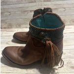 Corral  Emma Ankle Boots Western Women's Size 7.5 Brown Turquoise Fringe Leather Photo 2