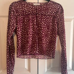 Kirious  Burgundy And White Mesh Long Sleeve Crop‎ Top Size Large Photo 0