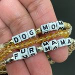 Handmade Dog Mom Fur Mama Beaded Stretchy Bracelet One Size White Photo 9