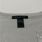 August Silk  Shimmering Silver Knit Top Photo 1