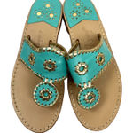 Jack Rogers  Nantucket Gold Sandals 6 Caribbean Blue Photo 0