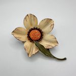 Vintage Floral Earrings Brooch Set Midcentury Enameled Metal Photo 3