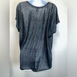 Joie  Black Silver Shimmer 100% Linen Round Neck Relaxed Fit Tee‎ Size M EUC Photo 3