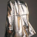 7 For All Mankind Longline Faux Shearling Jacket Metallic Silver Size S Photo 2