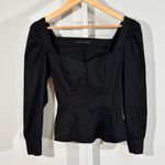 ZARA  Woman black square-neck corset-style top – romantic puff sleeve peplum S Photo 1