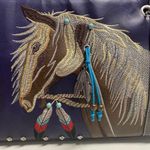 Concealed Carry Western Horse Embroidered Satchel Purple 13X4.5X8.5 Tassel New Photo 2