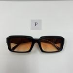 Retro square black sunglasses with brown lenses Photo 4
