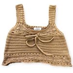 Jolie & Joy Brown Crochet Cropped Tank Top Photo 0
