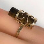 14KT 10.15 CARAT GENUINE TIGERS EYE SOLID GOLD VINTAGE RING W/ REMOVABLE GEM Photo 1