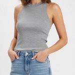 Lululemon Grey Ribbed Racerback Tank Top Sleeveless Mock Neck Athleisure Size 4 Gray Photo 0