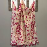 Source Unknown Cream and Fuschia/Magenta Butterfly Scarf with Tassels- OS (approx- 72” by 42”) Photo 6