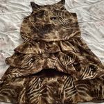 Voir Voir animal print leopard ruffle sleeveless boho fall mini dress, size 14 Brown Photo 7