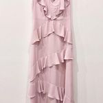 BCBGMAXAZRIA  Ruffled V-Neck Sleeveless Long Evening Gown Lavender Pink Women's 6 Photo 0