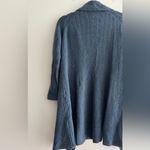 Carmen Marc Valvo  Steel Blue Cozy Open Front Cardigan Sweater, Size Small Photo 7