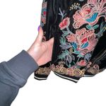 Elevenses Anthropologie Black Velvet Embroidered Bomber Jacket Full Zip Medium Photo 2