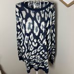 Wonderly  NEW Leopard Printed Knit Sweater Pulllover Size M Blue Animal Print Photo 1