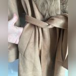 Sofia Cashmere Belted Genuine Shearling Trim Coat NWT 14 Tan Photo 10