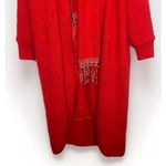 Vtg Belldini Cardigan Women Large‎ Angora Rabbit Hair Lined Sweater Long Jacket Red Photo 3