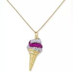 Simone I. Smith Sterling Pink Clear Crystal Ice Cream Cone Pendant Necklace $900 Photo 8
