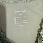 Pinkm Style Olive Green Lace Trim V Neck Sleeveless Lined Stretchy Bodysuit XXL Photo 7