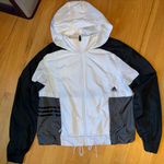 Adidas White and Black windbreaker Hooded Jacket Photo 0