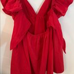 Day and Moon Red Ruffle Tie Back Poplin Dress Size M Photo 2