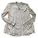 Free People Cream Button Down Shirt with Lace Accents Photo 0